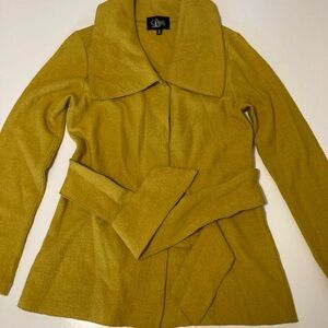 Luii Mustard yellow Trench Coat size S with sewn in belt and buttons